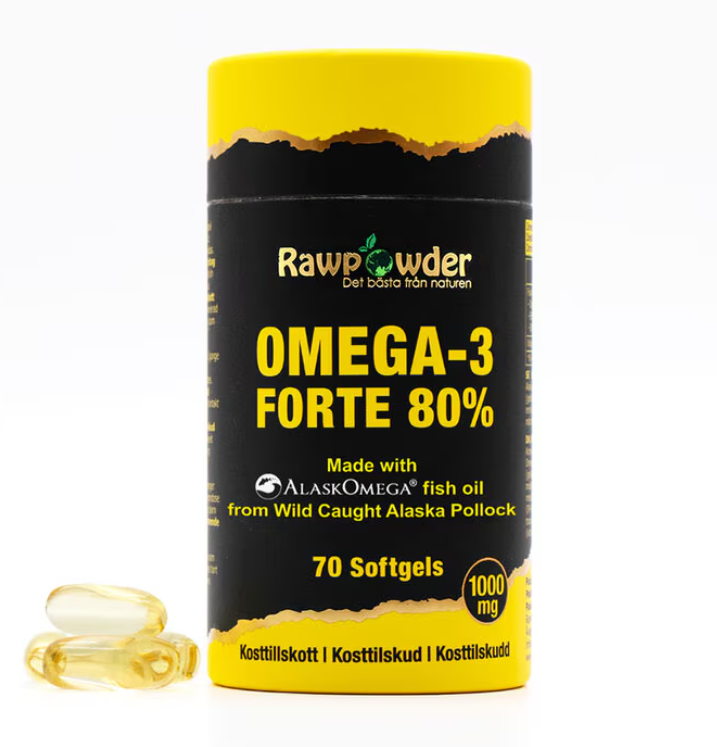 Rawpowder Alaska Omega-3 Forte 80% 1000 mg 70 kapslar
