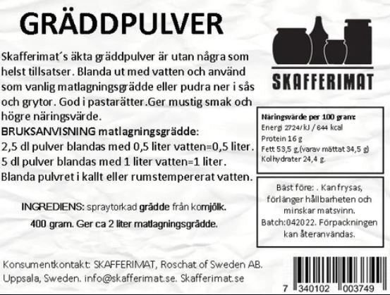 Friluftsmat storpack, Gräddpulver 500 gram